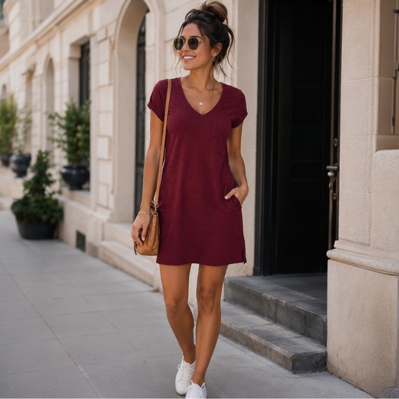 GAP Dresses & Skirts - Gap easy tee burgundy dress. Size XS. Item 30.